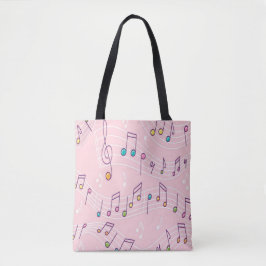 Bolsa Tote musical branco cor-de-rosa
