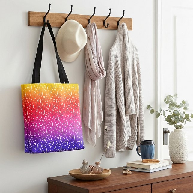Bolsa Tote Musical branco e arco-íris (Criador carregado)