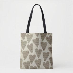 Bolsa Tote Musical musical de notas em forma de coração
