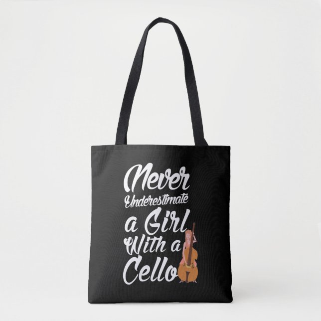 Bolsa Tote  Músico sobre tórax da Garota Cello Player (Frente)