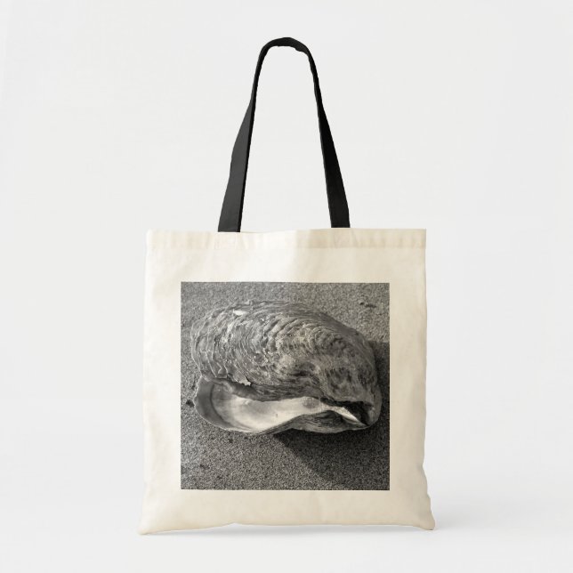 Bolsa Tote Mussel Shell Black and White Beach Tote Bag (Frente)