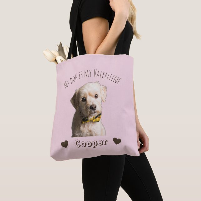 Bolsa Tote My Dog Is My Valentine – Personalized Pet  (Close Up)