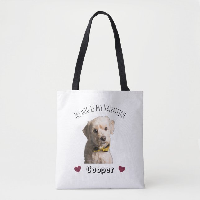 Bolsa Tote My Dog Is My Valentine – Personalized Pet  (Frente)