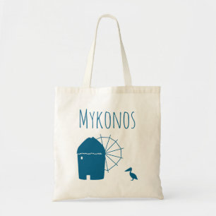 Bolsa Tote Mykonos, Grécia: Iconic Windmill e pássaros pelica