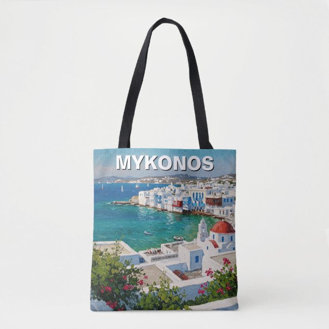 Bolsa Tote Mykonos Grécia Ilhas Gregas Pequena Veneza (Frente)