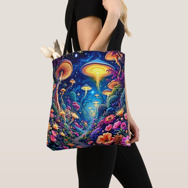 Bolsa Tote Mystic Bloom Forest Sob Estrelas (Close Up)