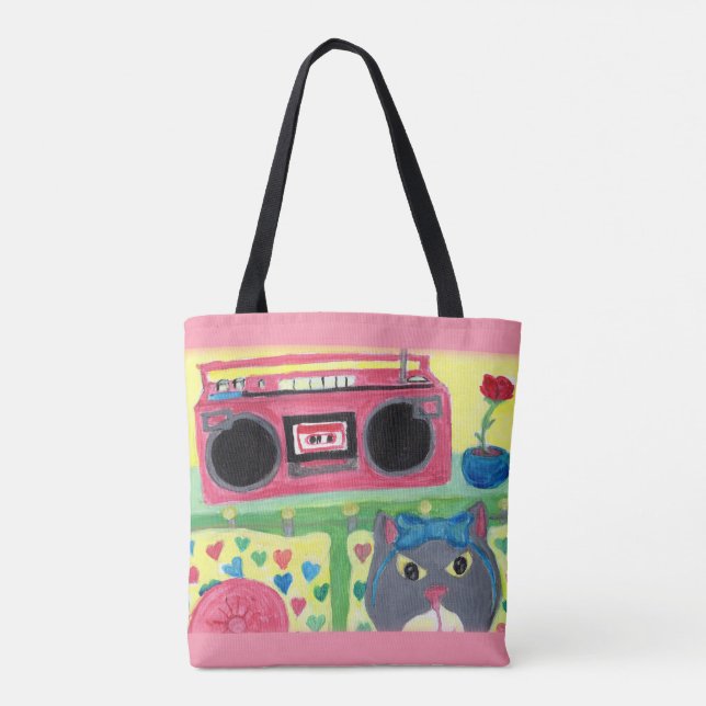 Bolsa Tote Na Minha Sala, Pintura De Cat Retroativa (Verso)