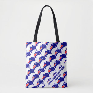 Bolsa Tote Na moda AUSTRÁLIA FLAG Christian Scripting Blue