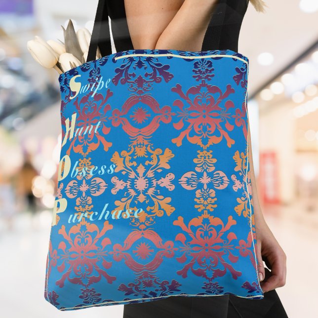 Bolsa Tote Na moda Azul Damasco (Criador carregado)