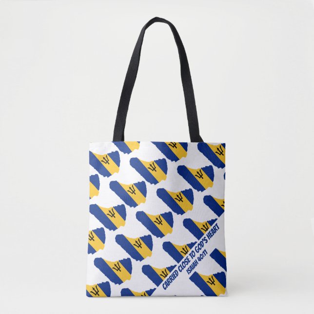Bolsa Tote Na moda BARBADOS FLAG Christian Scripting Isaiah (Frente)