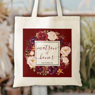 Bolsa Tote Na moda Burgundy Matron de Honor Wedding Tote Bag