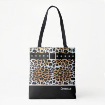 Na moda Castanho-branco-branco-leopardo-negro