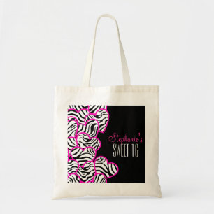 Bolsa Tote Na moda cor-de-rosa Doce 16 Zebra Design