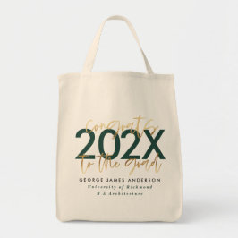 Bolsa Tote na moda de escrita verde e dourada