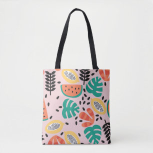 Bolsa Tote Na moda de fruta: Design do padrão Vintage.