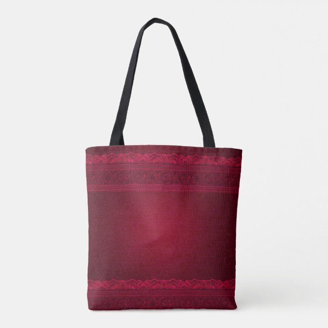 Bolsa Tote Na moda de Fundo Vermelho Elegante e rico (Verso)