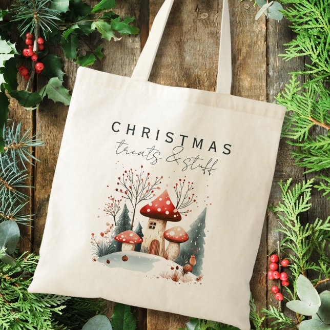 Bolsa Tote Na moda de Natal Cogumelos Woodland (Criador carregado)