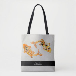 Bolsa Tote Na moda Dourado Peixe Koi