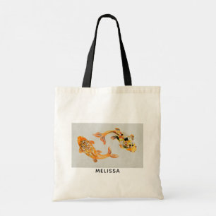Bolsa Tote Na moda Dourado Peixe Koi