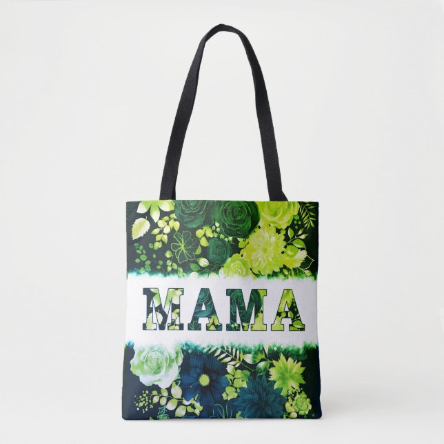Bolsa Tote Na moda Greenery Floral MAMA (Frente)