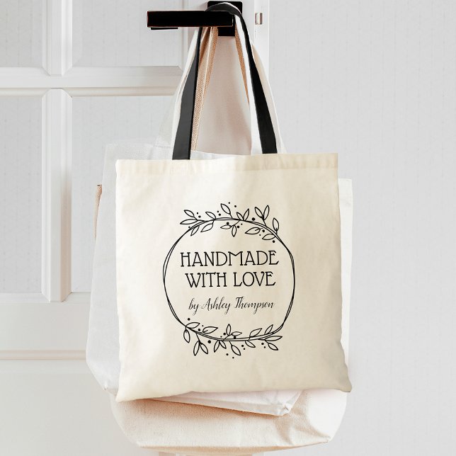 Bolsa Tote Na moda Greenery Wreath Feita À Mão Com Amor (Stylish Greenery Wreath Handmade With Love Tote Bag)