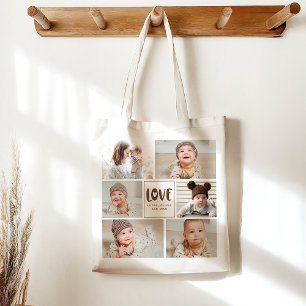 Bolsa Tote Na moda moderno Foto Collage Love with Heart