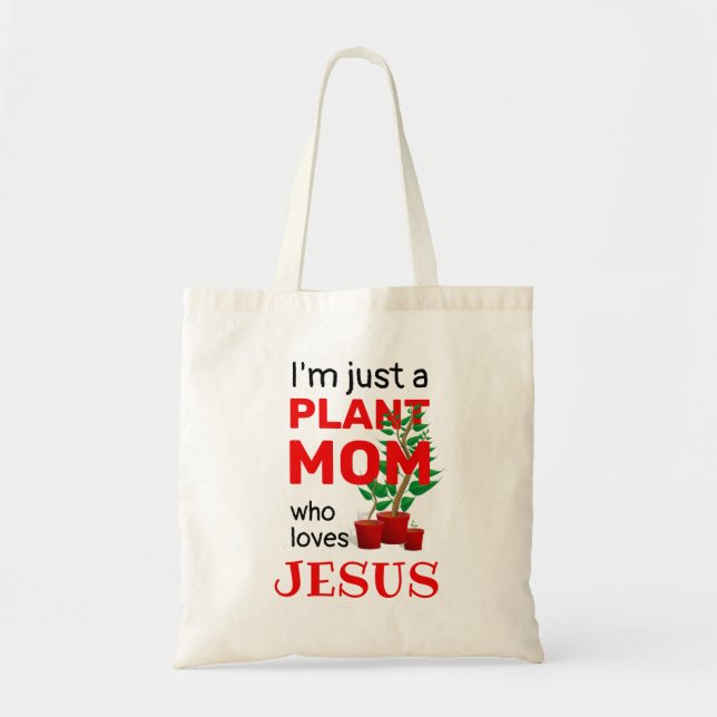 Bolsa Tote Na moda MOM MOM LOVES JESUS (Frente)
