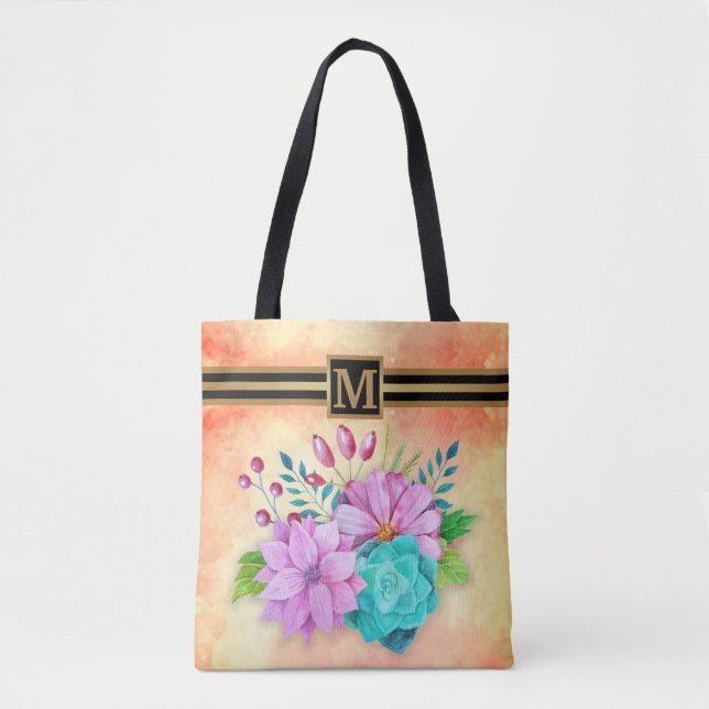 BOLSA TOTE NA MODA MONOGRAM FLORAL (Frente)