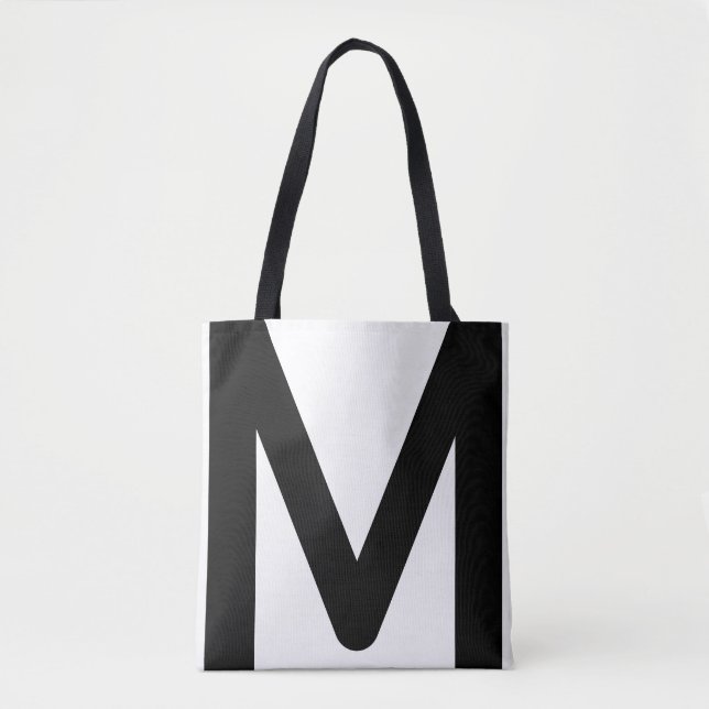 Bolsa Tote Na moda Monograma em preto-e-branco (Frente)