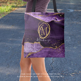 Bolsa Tote Na moda Monograma Largura Dourada de Agato Roxo