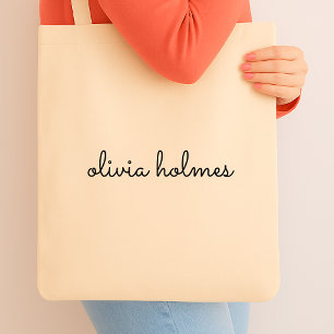 Bolsa Tote Na moda Monograma Nome da Tipografia Mínima Mode