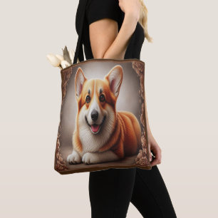 Bolsa Tote Na moda Realista Borda Colorida Cão Browen