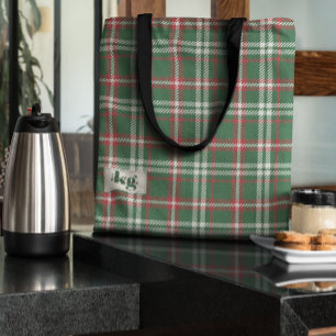 Bolsa Tote Na moda Red & Green Holiday Colors Xadrez Ombro