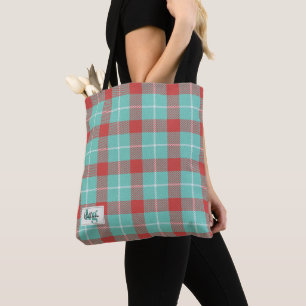 Bolsa Tote Na moda Red & Teal Holiday - Xadrez de cor inspira