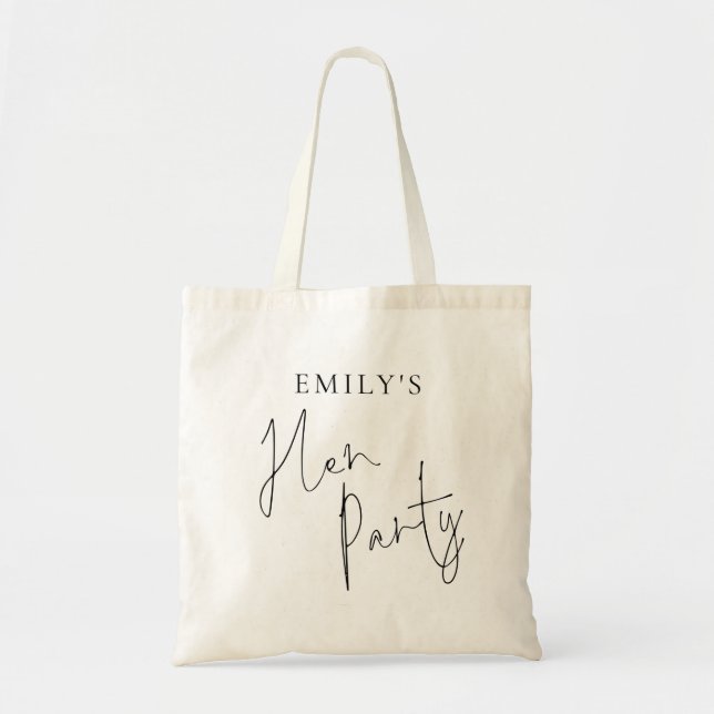 Bolsa Tote Na moda Script Bridesmaid Hen Party (Frente)