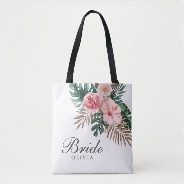 Bolsa Tote Na moda Watercolor Boho Tropical Note Bag (Frente)