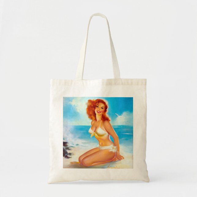 Bolsa Tote Na praia Pin Up (Frente)