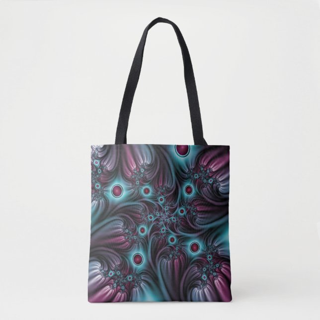 Bolsa Tote Na Profundidade da Arte Fractal Abstrato Azul Cor- (Frente)