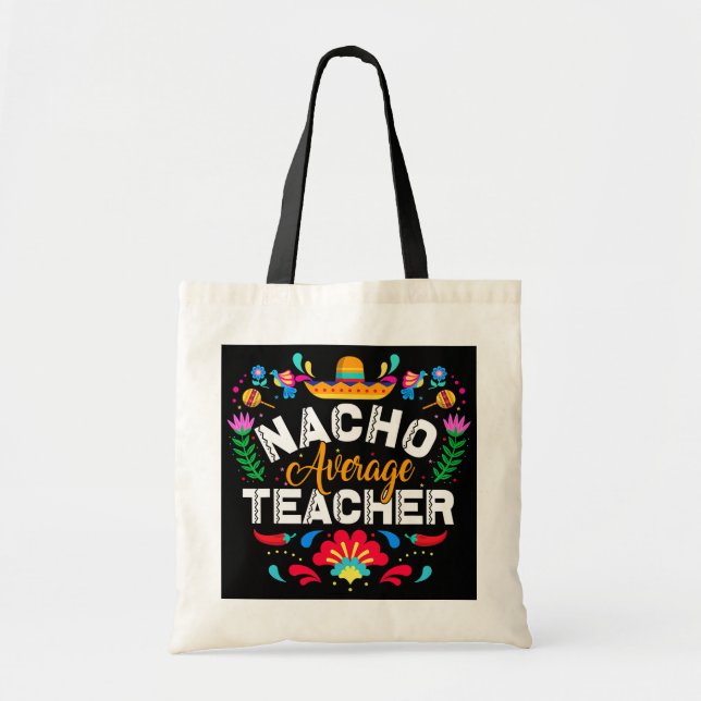 Bolsa Tote Nacho Média Professora Cinco De Mayo Mexicano (Frente)