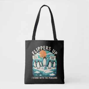 Bolsa Tote Nadadeiras Acima Eu Fico Com Pinguins Engraçado Re