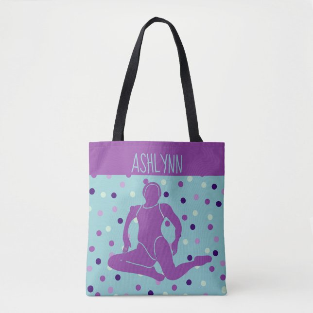 Bolsa Tote Nadagem Aqua e Roxo Sincronizada Personalizada (Frente)