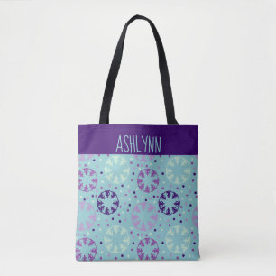 Bolsa Tote Nadagem Aqua e Roxo Sincronizada Personalizada