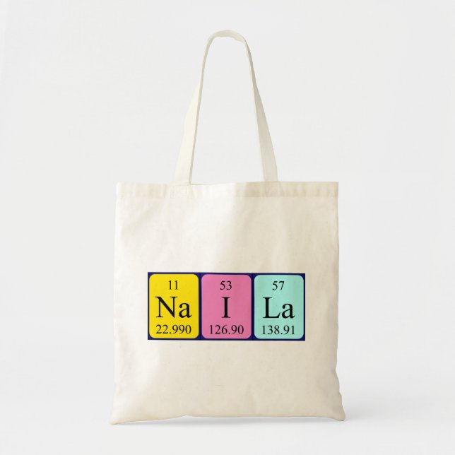 Bolsa Tote Naila periódico nome da mesa tote bag (Frente)