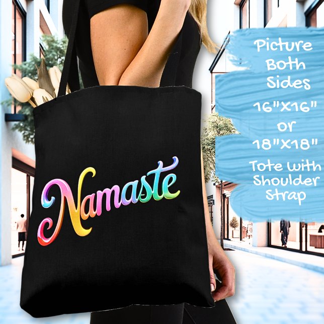 Bolsa Tote Namaste em preto (Criador carregado)