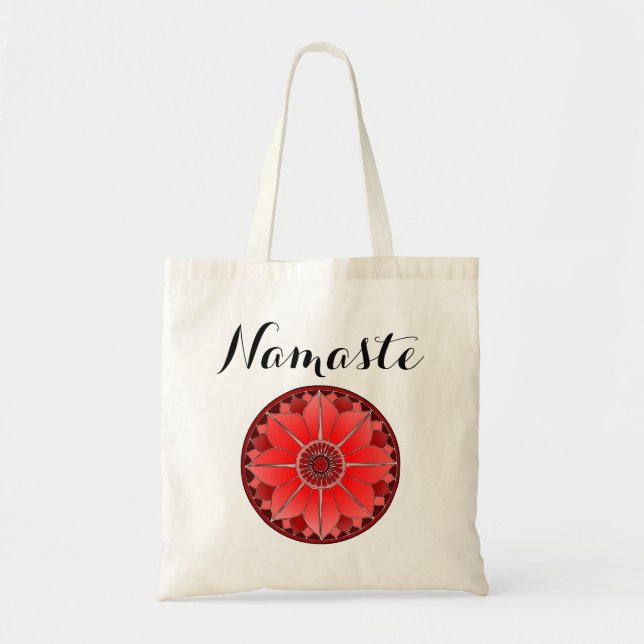 Bolsa Tote Namaste Vermelho Moderno Mandala (Frente)