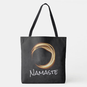 Bolsa Tote Namaste Yoga Meditation Instrutor Black Dourado ZE