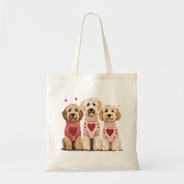 Bolsa Tote Namorados Cães de Goldendoodle (Frente)