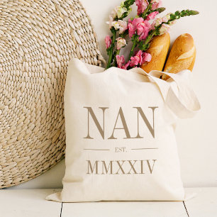 Bolsa Tote Nan Roman Numeral Year Estabelecido