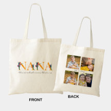 Nana Floral Personalizada Fotos Comprando Tote Bag