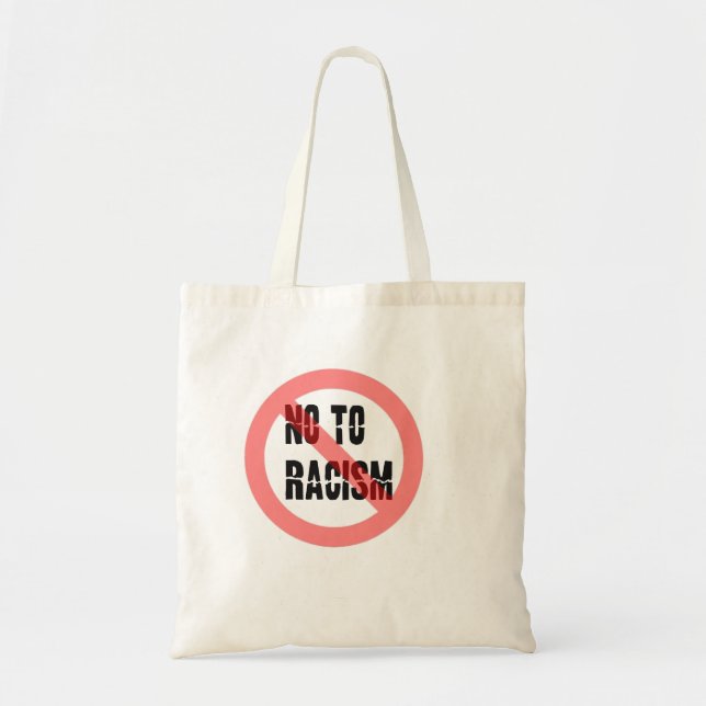 Bolsa Tote Não ao racismo | Slogan Anti-Racismo (Frente)